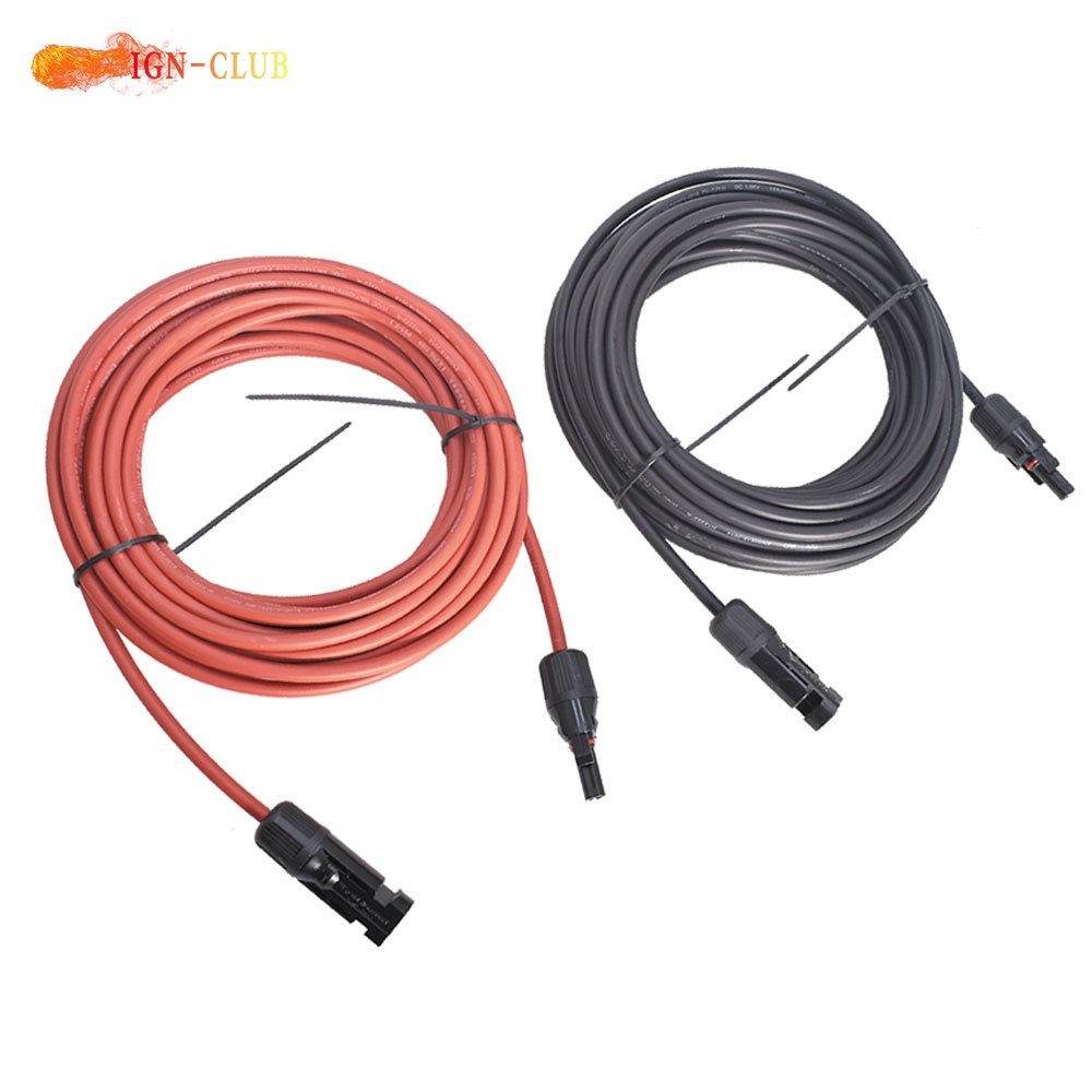 Black + Red 30Ft Wire Connector 10AWG Solar Panel Extension Cable