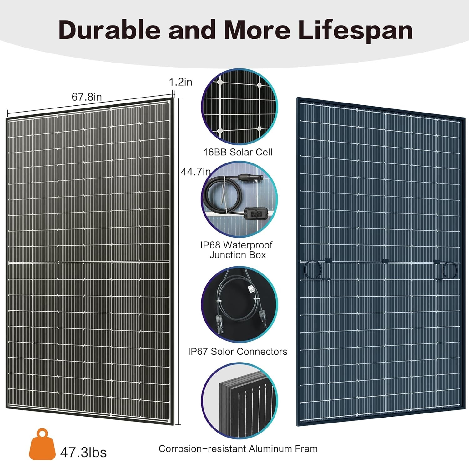 400W Bifacial Solar Panel N Type 16BB Monocrystalline 25% High Efficacy