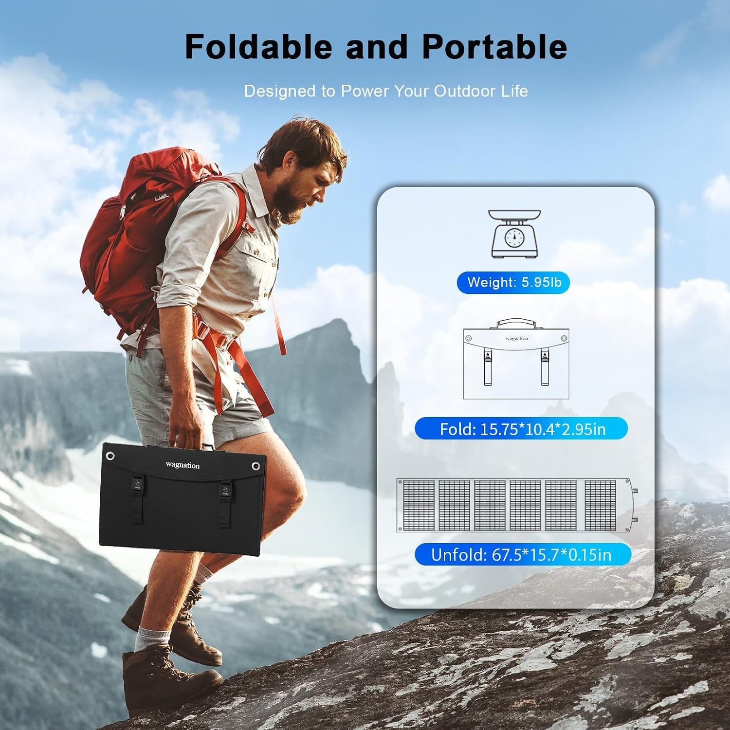 Waterproof 100W Solar Charger – Fast Charge Your Devices Anywhere Outdoors