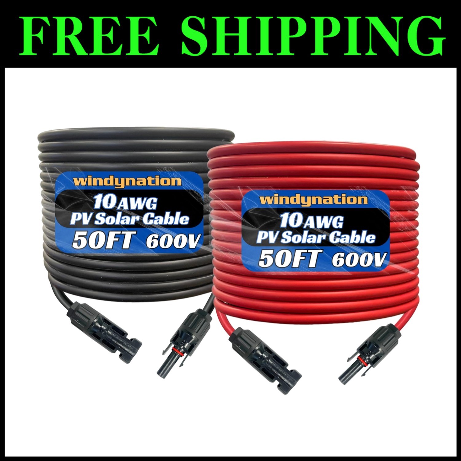 10 Gauge 10 AWG Pair 50 Feet Black + 50 Feet Red P Free USA Shipping