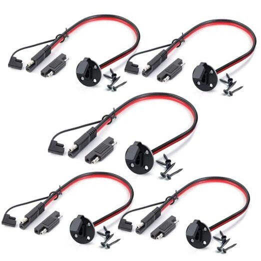5 PCS – 2 Feet of 2 Pin SAE Socket Sidewall Port 10 AWG – 5 Pack (2 FT-10 AWG)