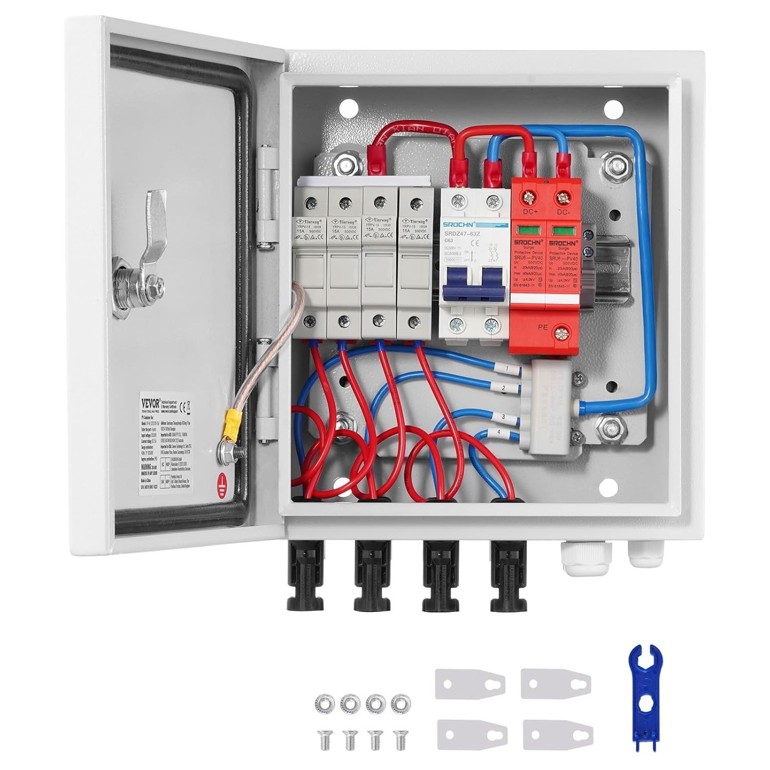 4 String Solar Combiner Box with Lightning Protection & Rating
