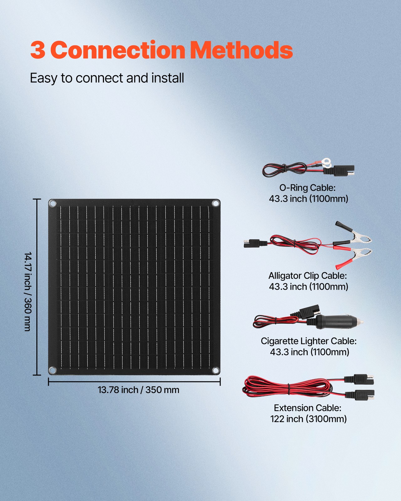 VEVOR Solar Battery Charger Maintainer 20W 12V Solar Panel Trickle Charging Kit
