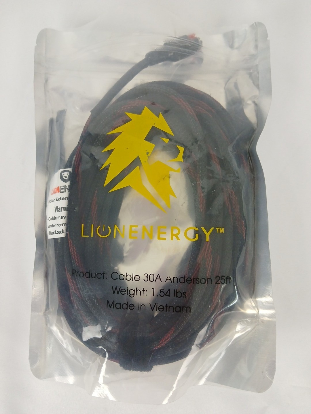 Lion Energy Cable 30A Anderson 25 Ft Extension Solar Batteries RV Off Grid
