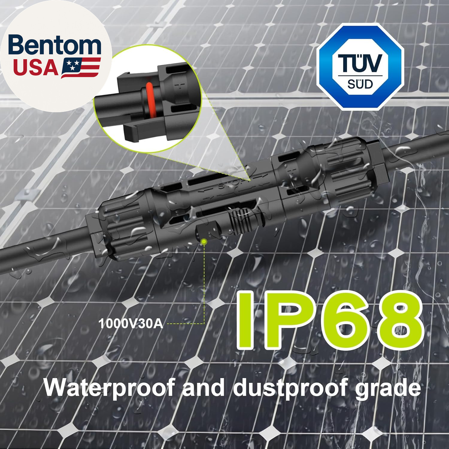 Solar Connectors for 3 Solar Panels, Tool-Free Solar Panel Wires and Connectors,