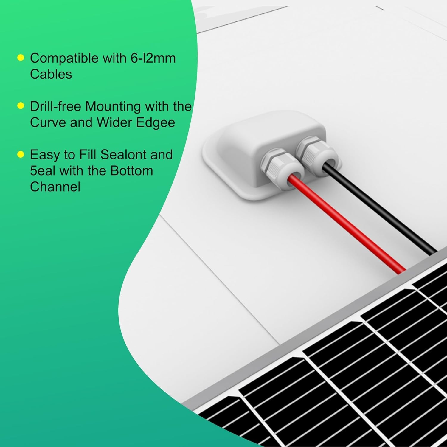 Solar Weatherproof Double Cable Entry Gland for RV, Boat & Camper Solar Insta…