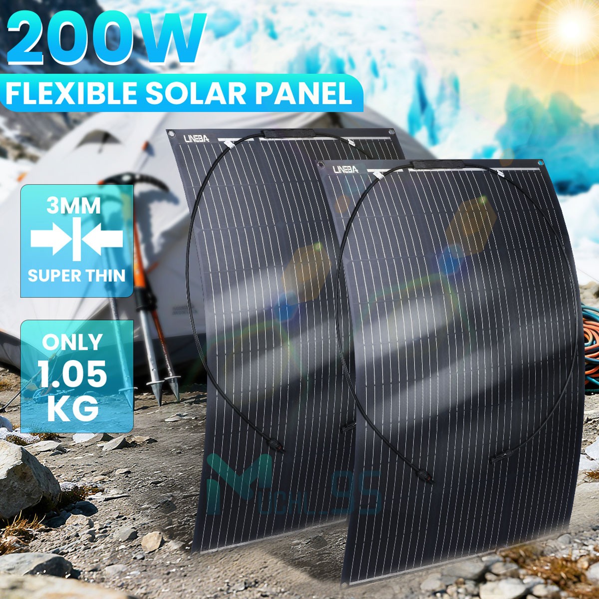 400W 12V Flexible Solar Panel Monocrystalline for Marine RV Trailer Boat Camping
