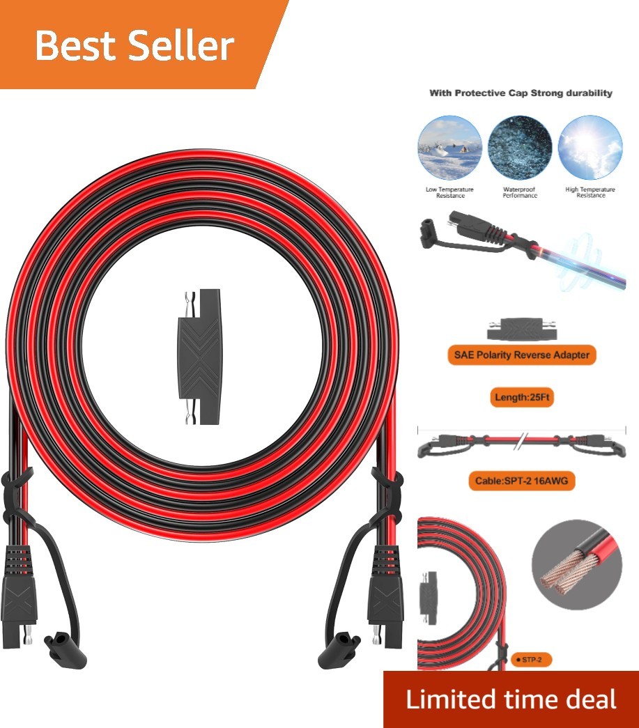 Durable 12FT SAE Extension Cable for Automotive & Solar Use – Quick Connection