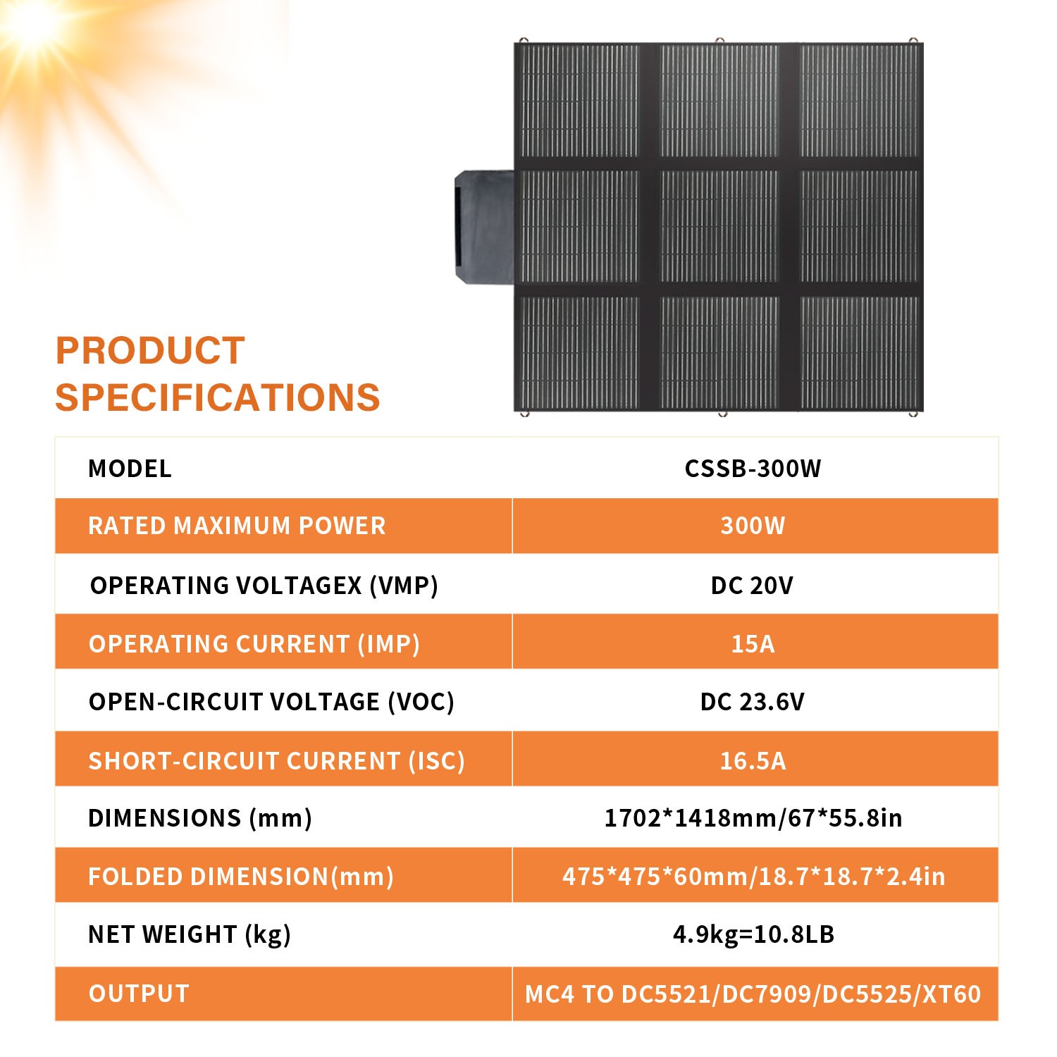 Foldable Portable Solar Panel kit 500W 400W 300W 200W for Power Station Charging