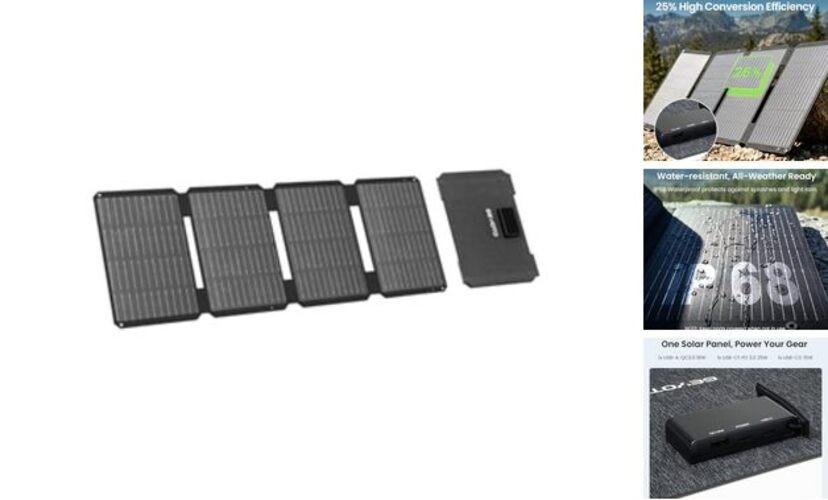 S45 Solar Panel 45W with USB-A and 25W USB-C Ports,25% High Efficiency Folding