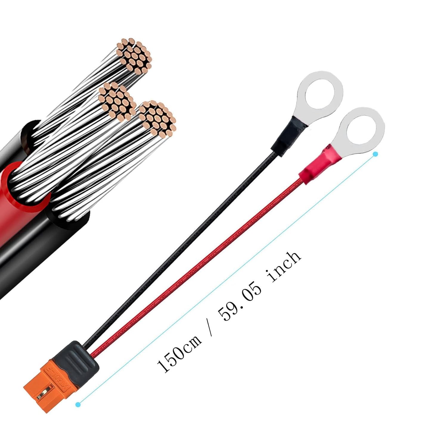 XT60i to O Ring Terminal Cable More Than 8A 12AWG Extension Cable XT60i Female