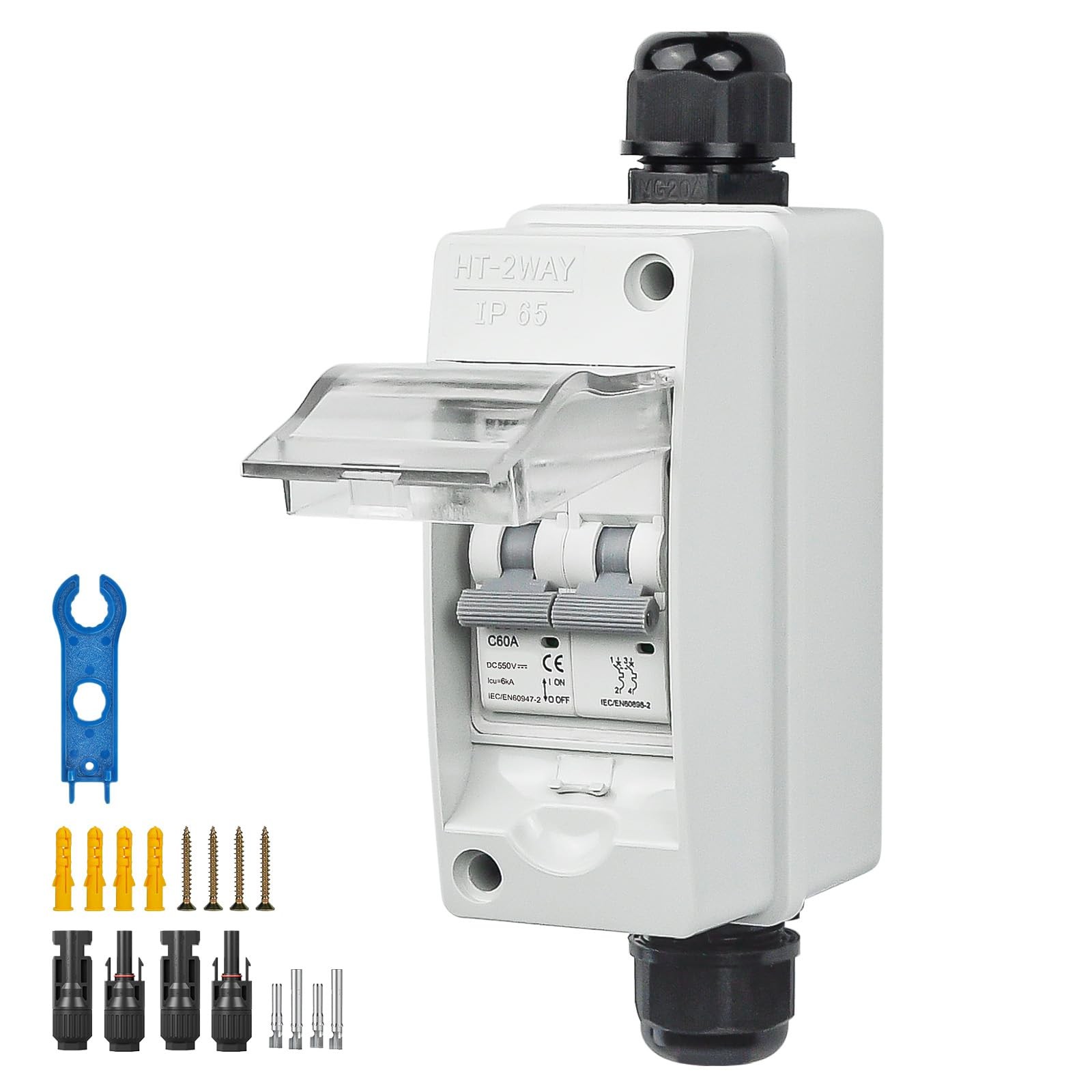 Solar Panel Disconnect Switch 1000V 60A PV Shut Off Switch Outdoor Circuit Br…
