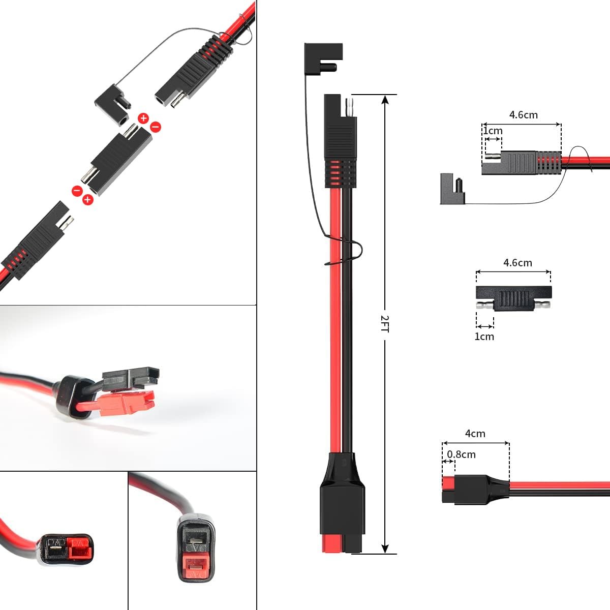 ELFCULB 12AWG Anderson Connector to SAE Extension Cable with SAE Polarity Rev…
