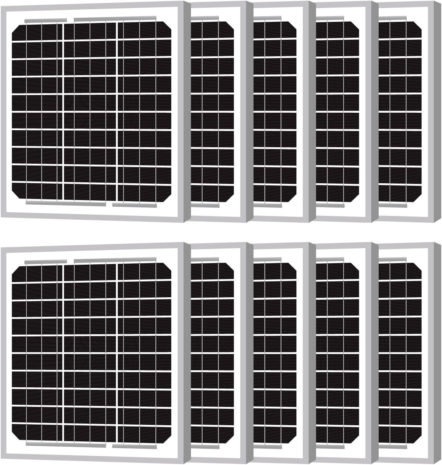 Newpowa 10PCS 5W(Watts) 12V(Volts) Solar Panels, High-Efficiency Monocrystalline