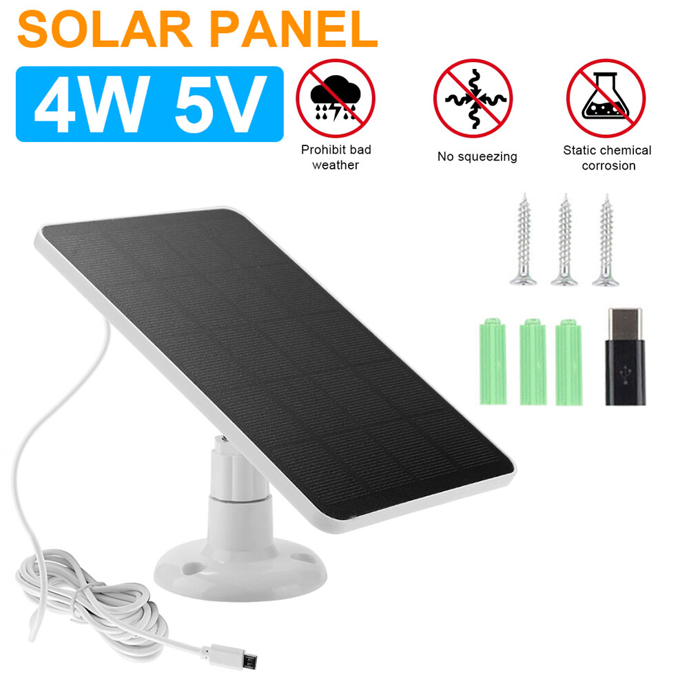 Solar Panel for Outdoor Camera Security Cam Micro USB to Type C Battery Charger