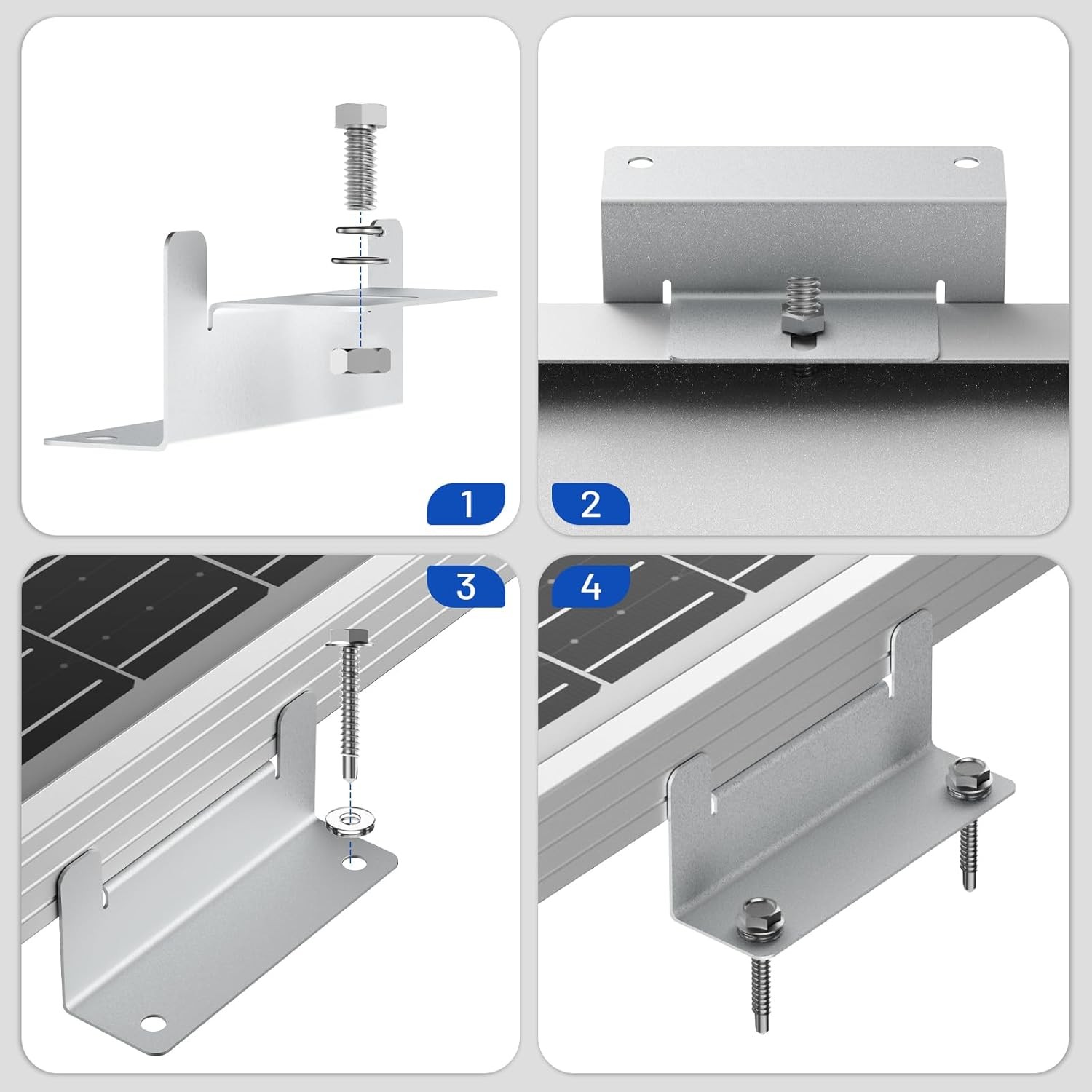 Solar Panel Z Mounting Brackets With Stainless Steel Fixings For RV Camp Roof US