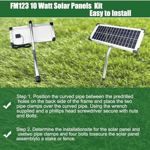 10W Solar Panel Kit for Automatic Gate Openers, 12V Battery Charger, Portable Re