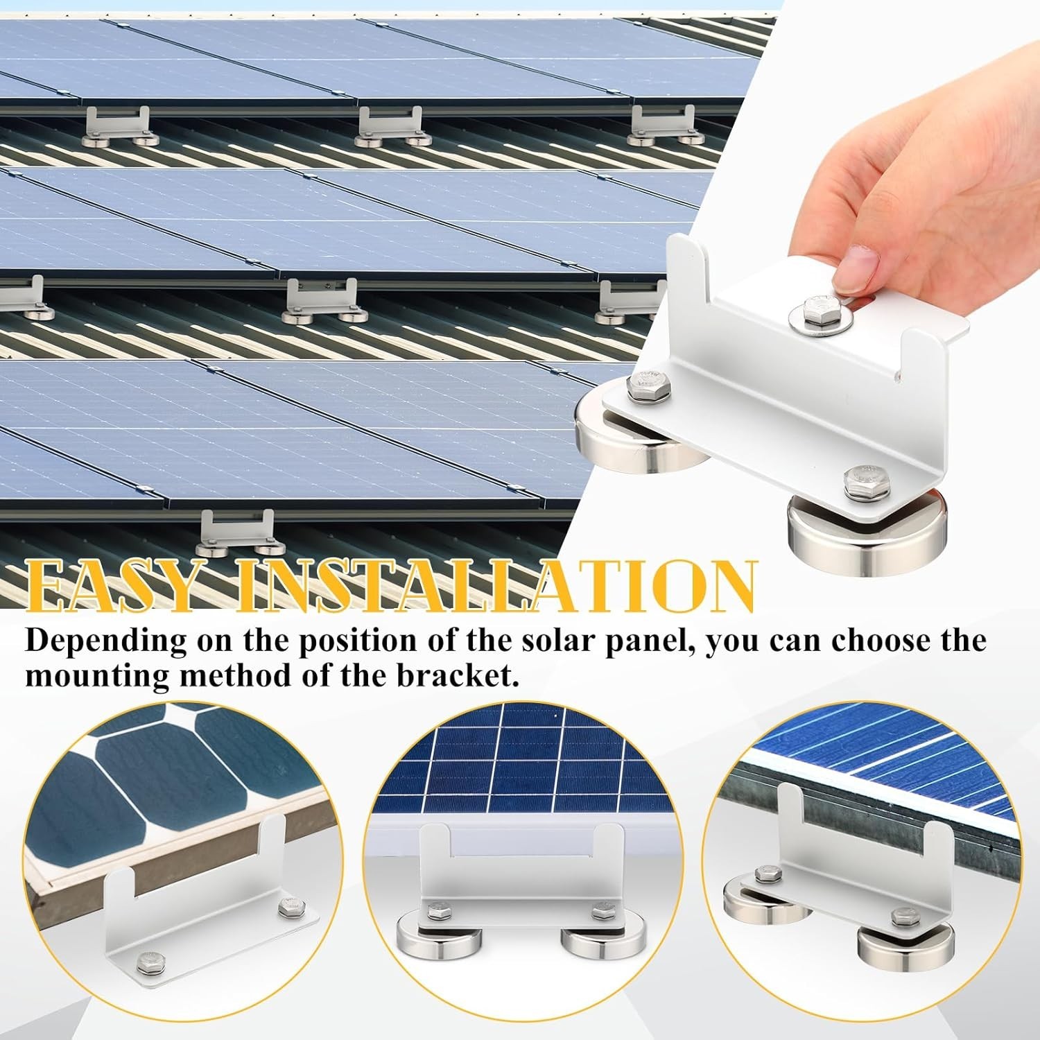 4 Pack 1200 Lbs No Drill Magnetic Solar Panel Mount Bracket Solar Panel Mount…
