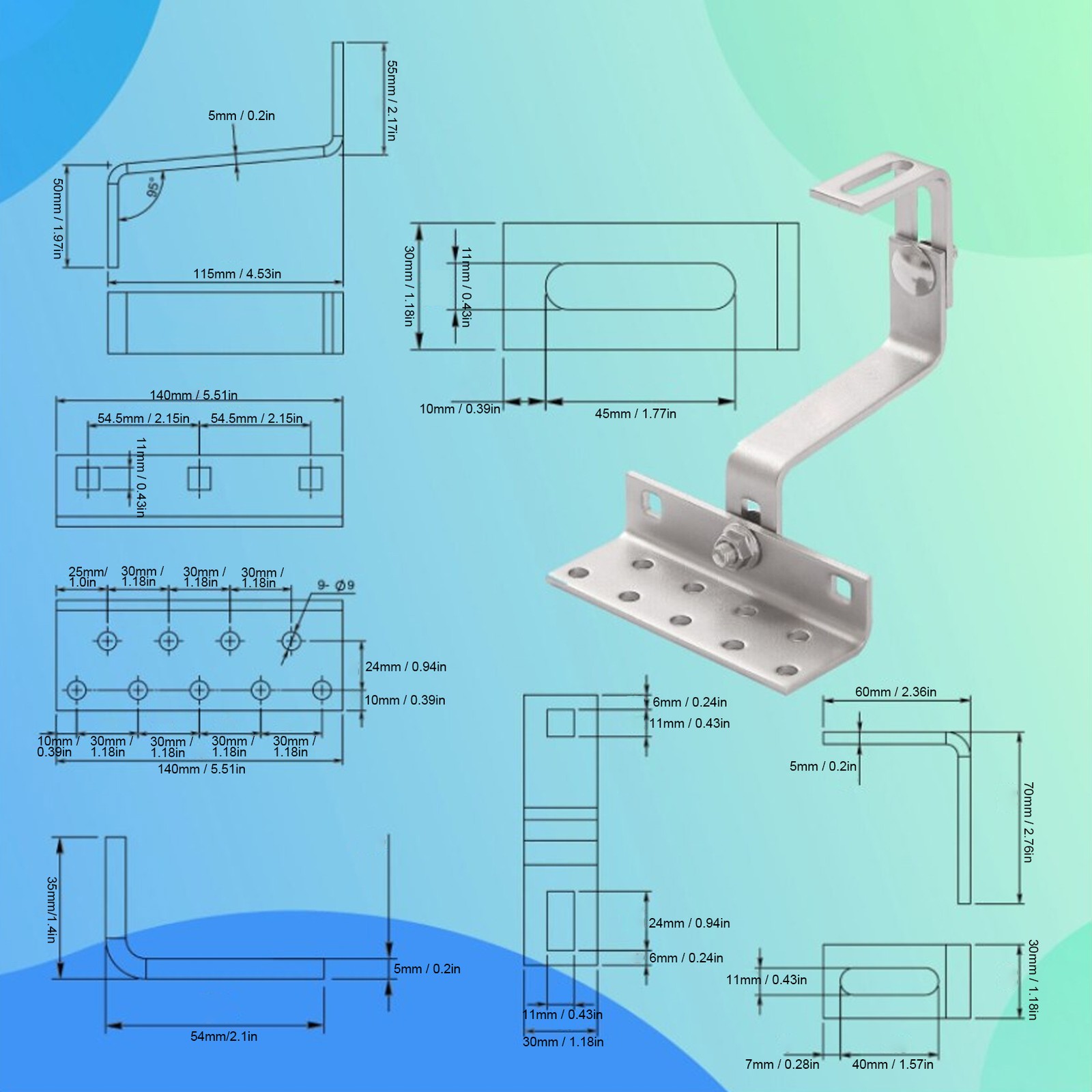 Stainless Steel Solar Panel Brackets Durable Mounting For Tile Roof