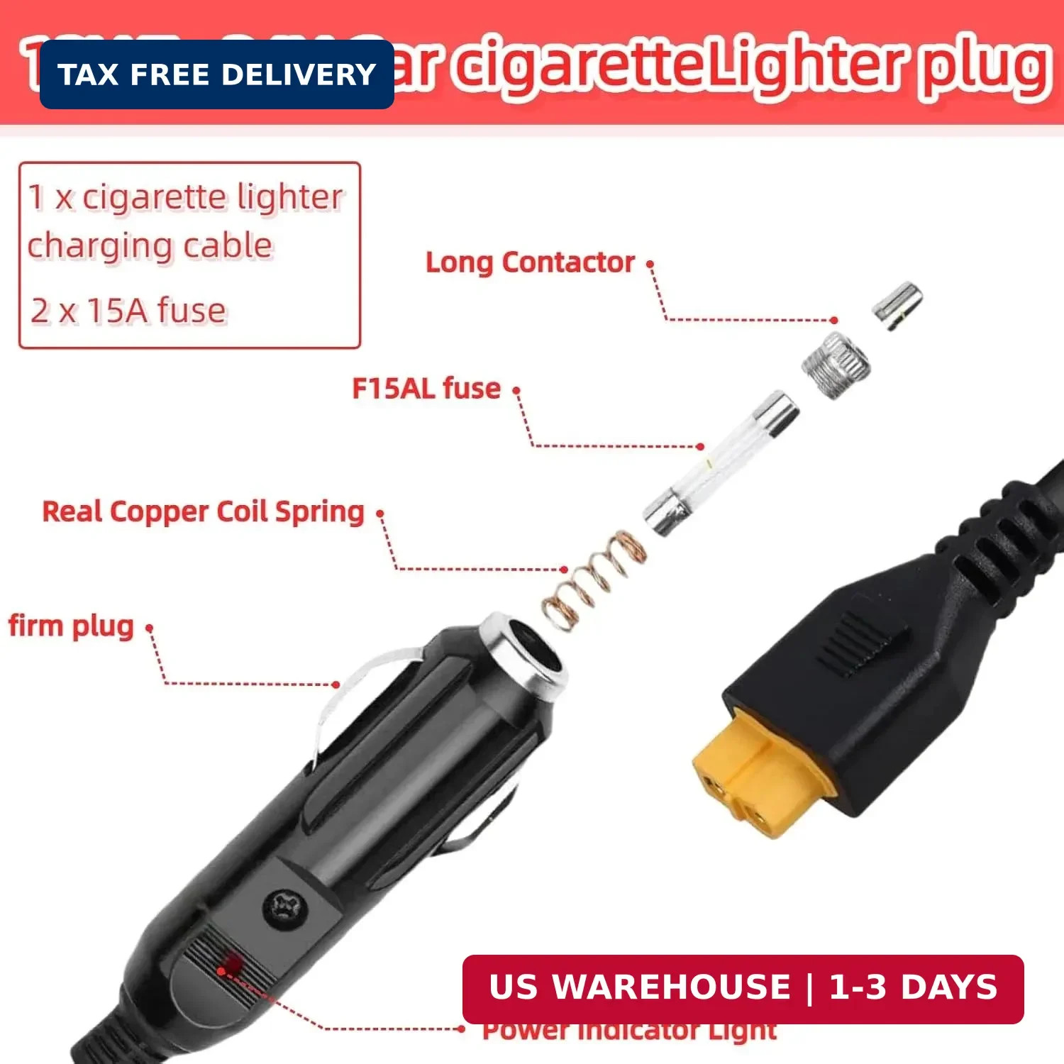 12V/24V XT60 Car Charger Suitable for Ecoflow Delta/River Car Charging Cable Car
