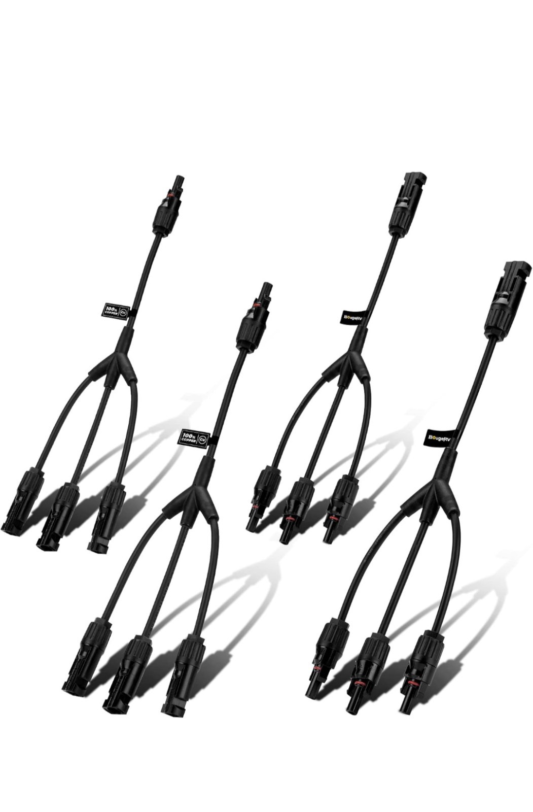 BougeRV 2pair Solar Y Branch Connectors Solar Panel Parallel Connectors 1 to 3