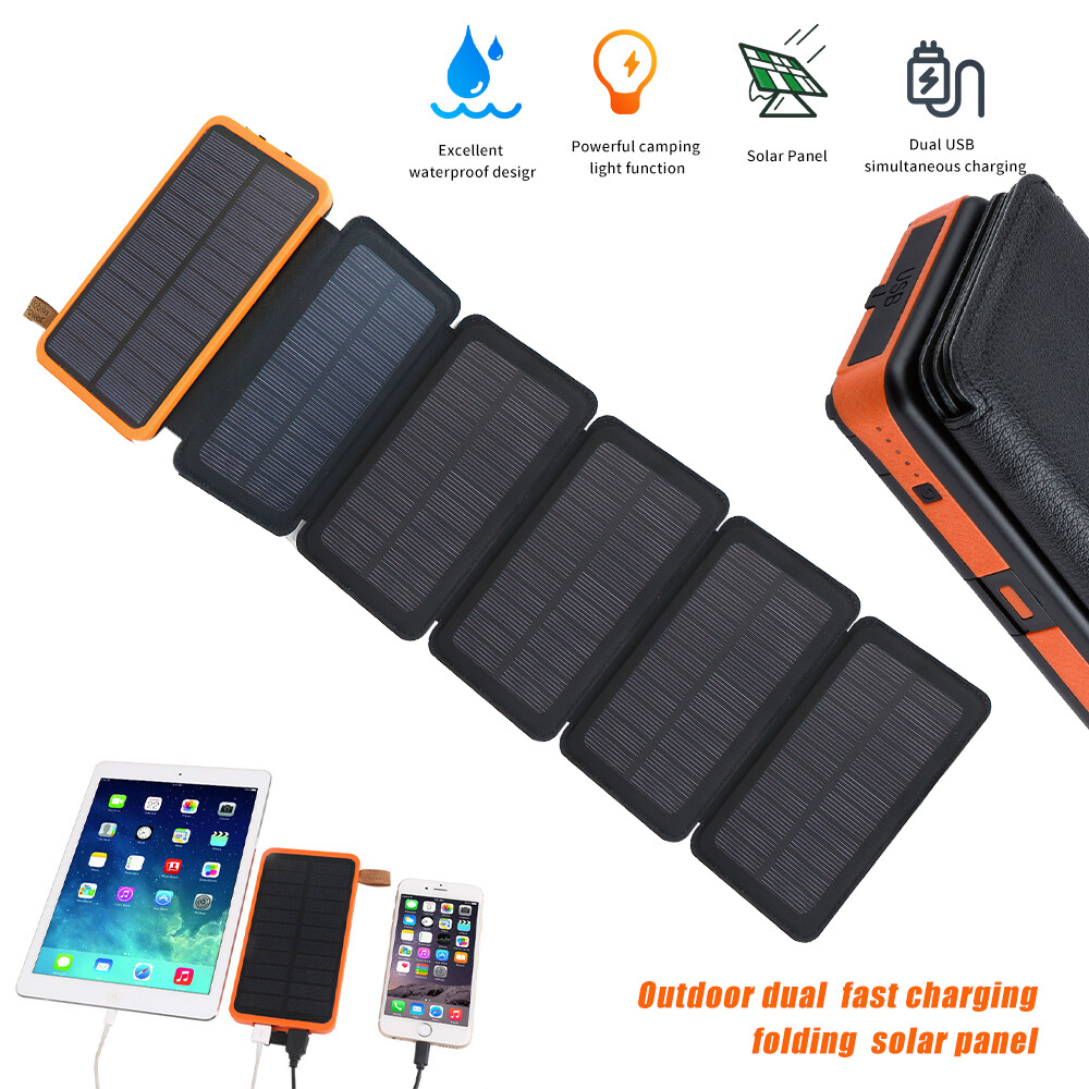 46800mah Portable Solar Mobile Phone Charger Panel Power Bank Waterproof Outdoor