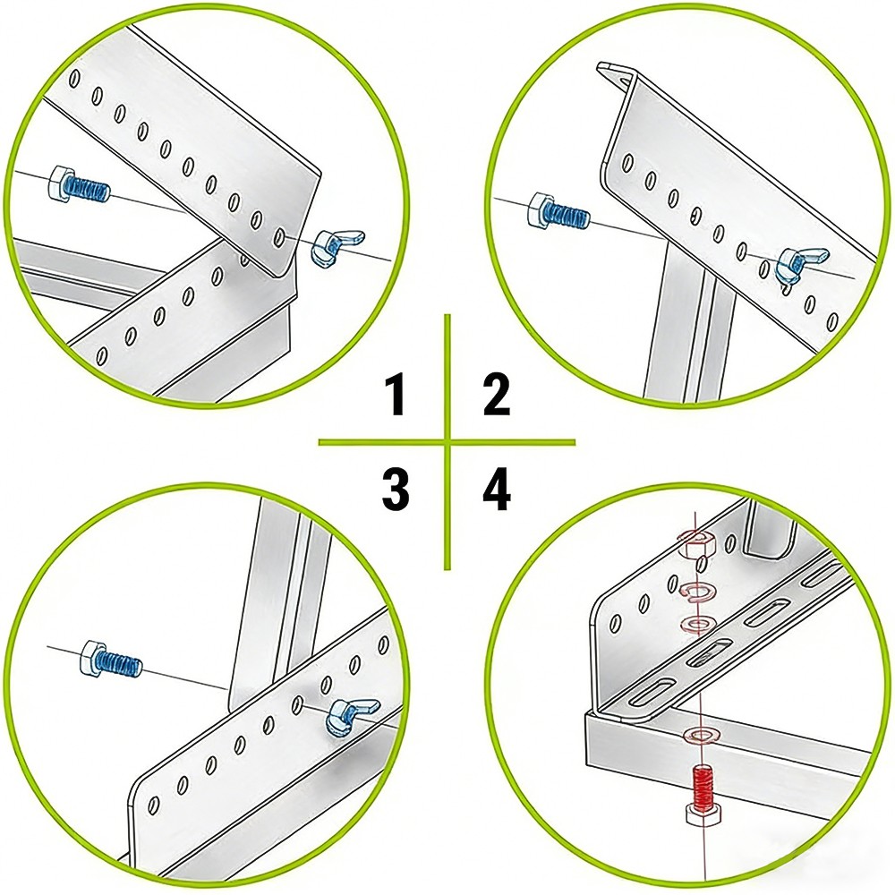 Solar Panel RV Tilt Mount Brackets Kit Rooftop Flat Surface Adjustable Frame Set