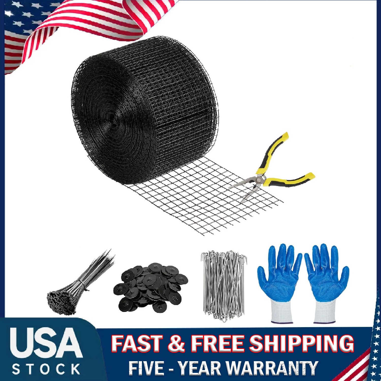 6in x 50/100/120 ft Solar Panel Bird Guard Critter Mesh Roll Kit 100pcs Fastener