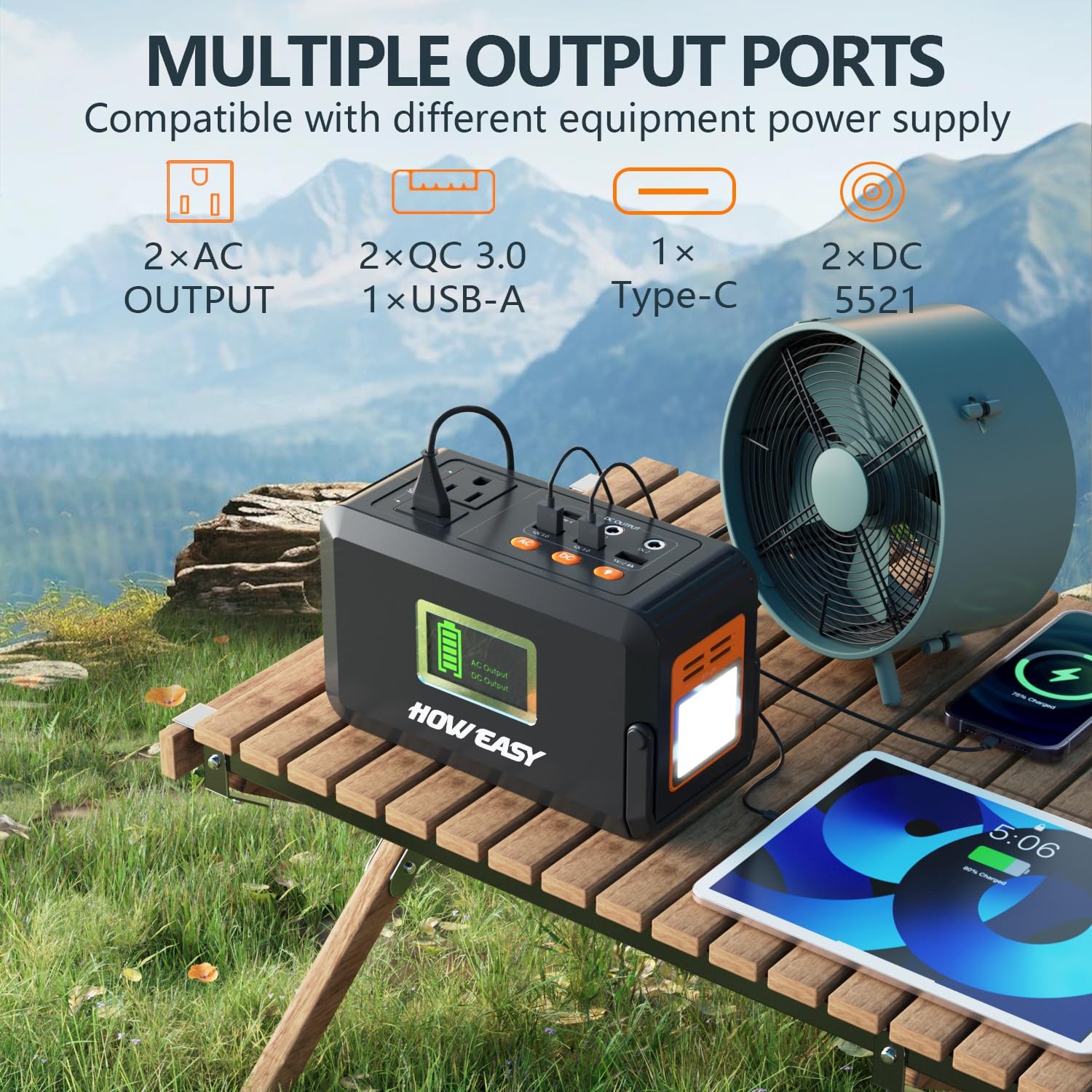 Portable Power Station,120W(240W Peak) Solar Generator,88Wh Lithium Battery P…