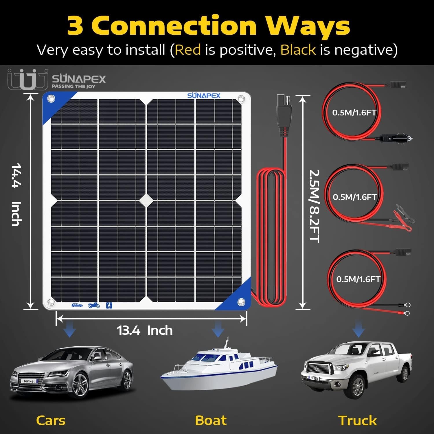 12V 20 Watt Solar Trickle Charger Maintainer – Waterproof Solar Powered Batte…