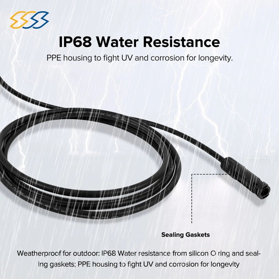 UL & TUV 1500V PV Extension Cable – 10AWG 10-30ft / Single Piece Wire