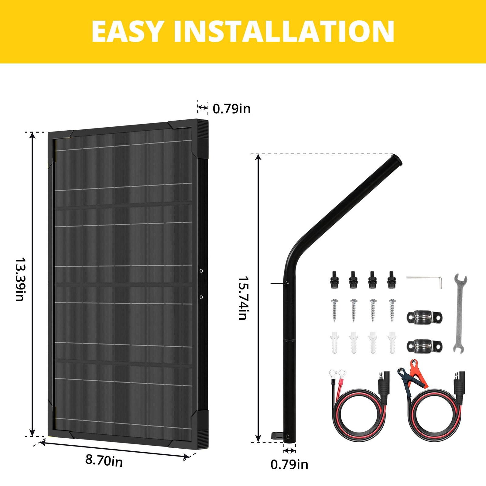 10W 12V Solar Battery Charger Maintainer with Built-in MPPT Charge Controlle…