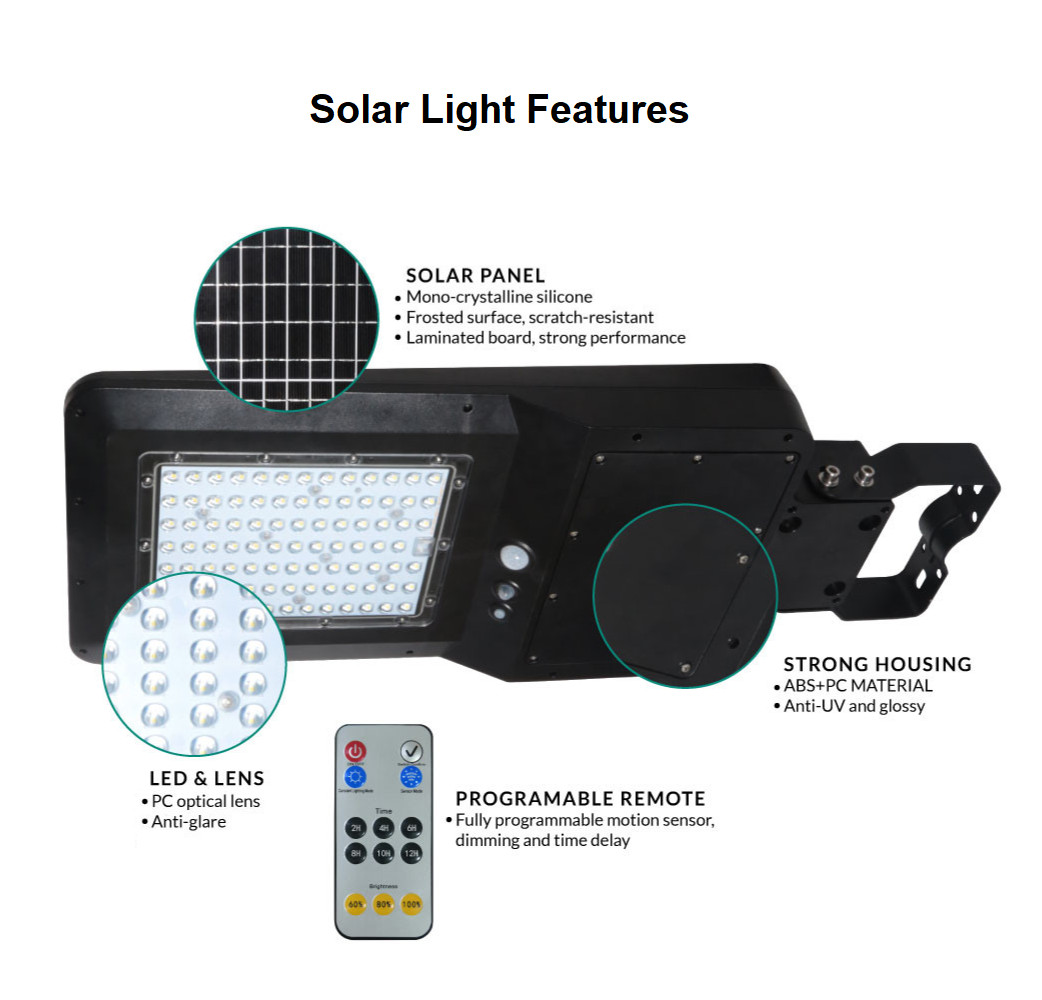 40W All-in-one LED Solar outdoor street light 4000K,6000 Lumens, 1 Pack