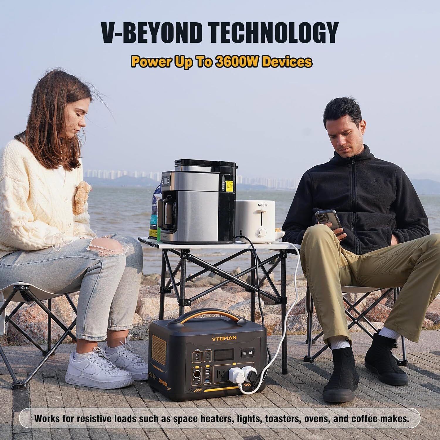 Portable VTOMAN 1800W Power Station LiFePO4 Battery Solar Generator for Camping
