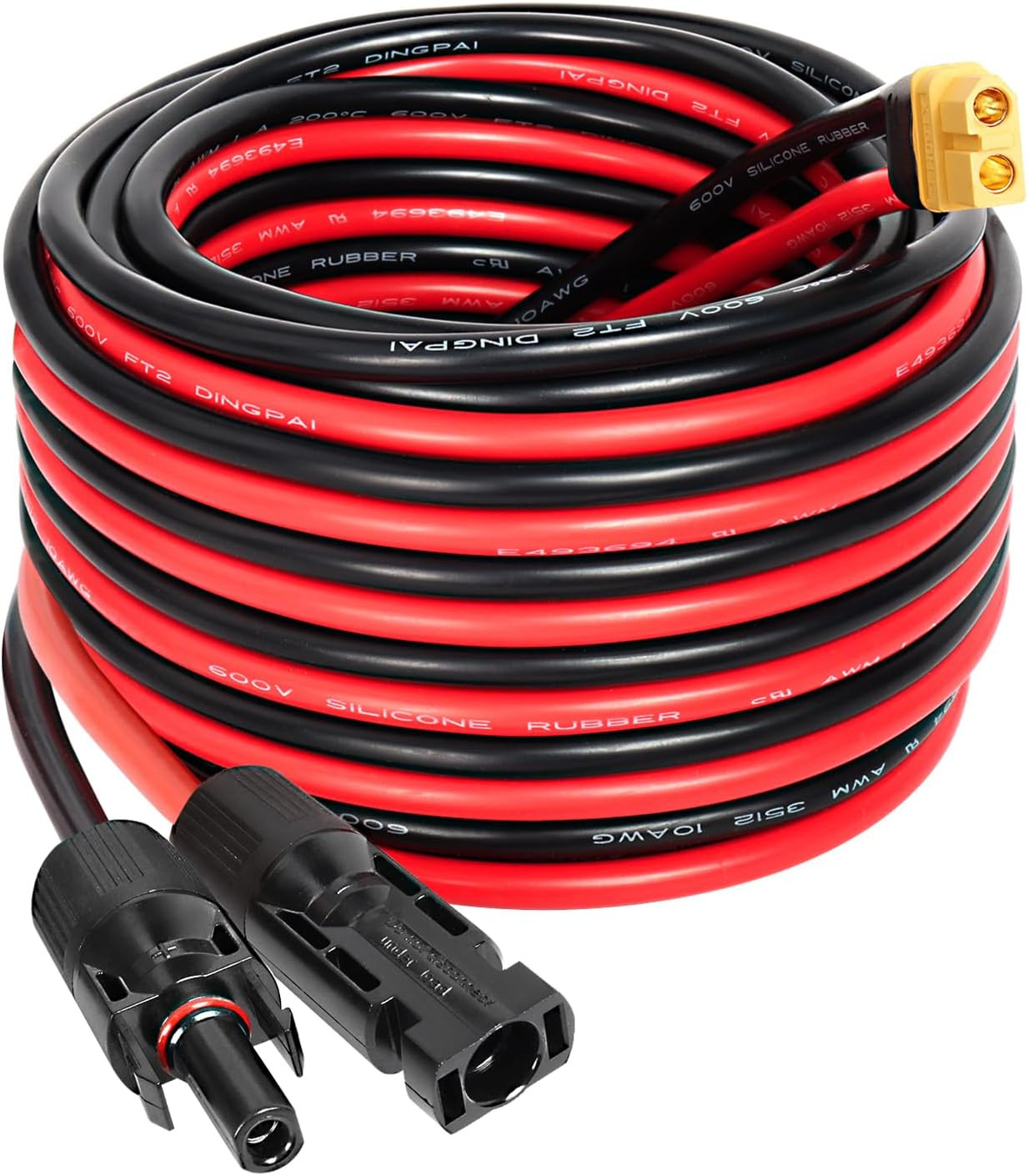 Solar to XT60 Extension Cable 10AWG 25FT Solar Connector to XT60 Adapter Cable f