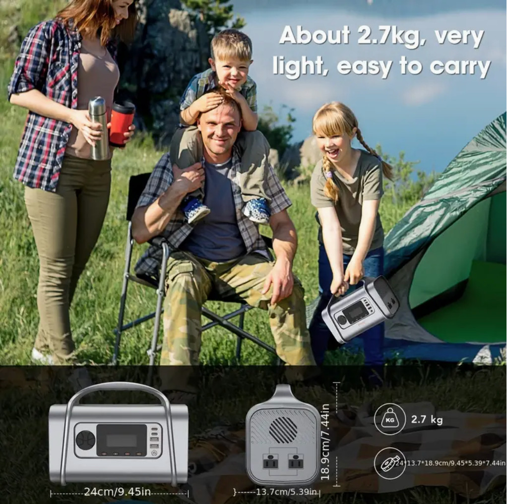 296Wh Portable Power Station 200W (Peak 400W), Lithium Battery Backup Power Supp