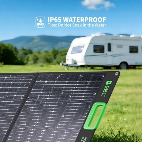 100W Portable Solar Panel for Power Station, 18V Foldable Solar Charger Black