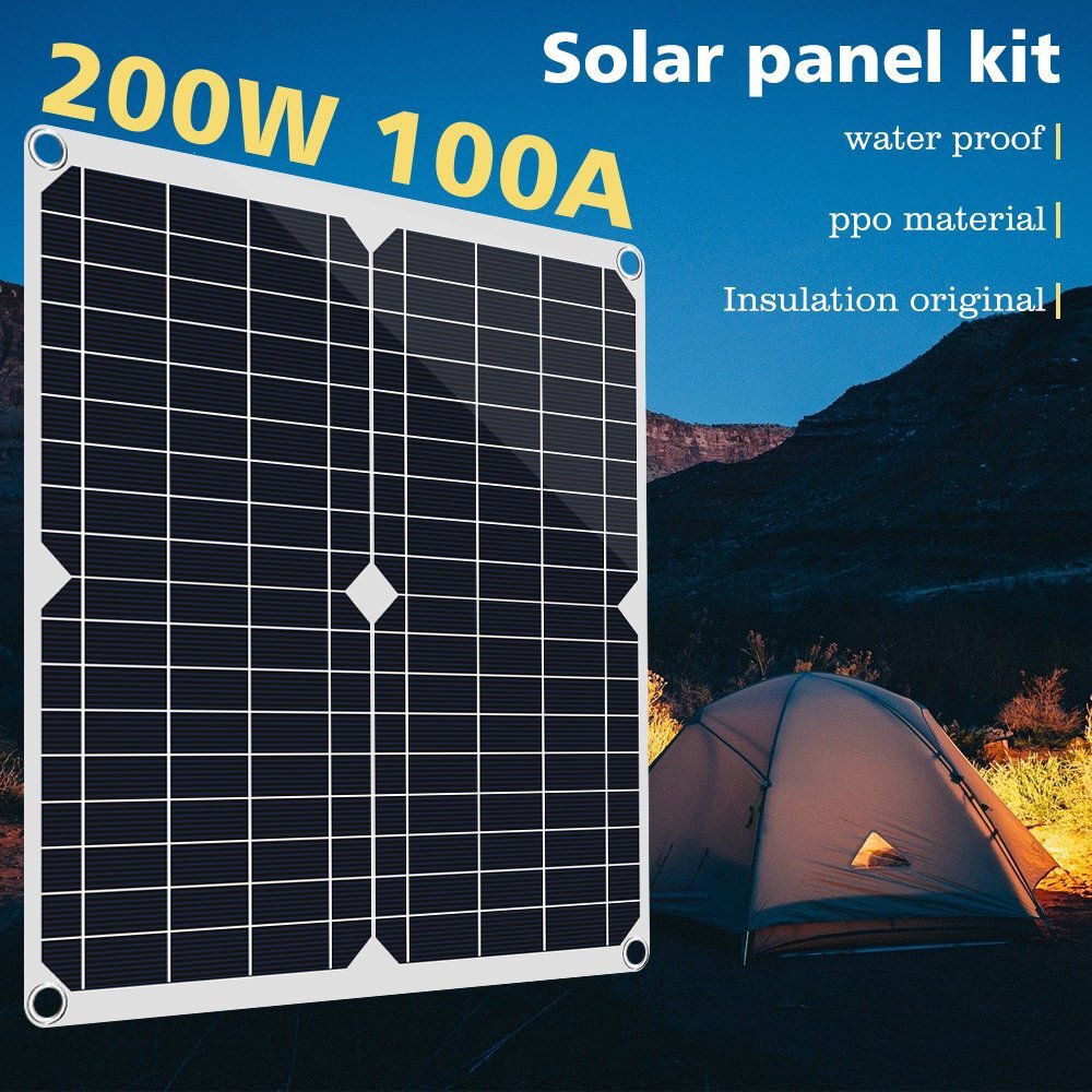 200 Watts Solar Panel Kit 100A 12V Battery Charger with Controller Caravan Boat