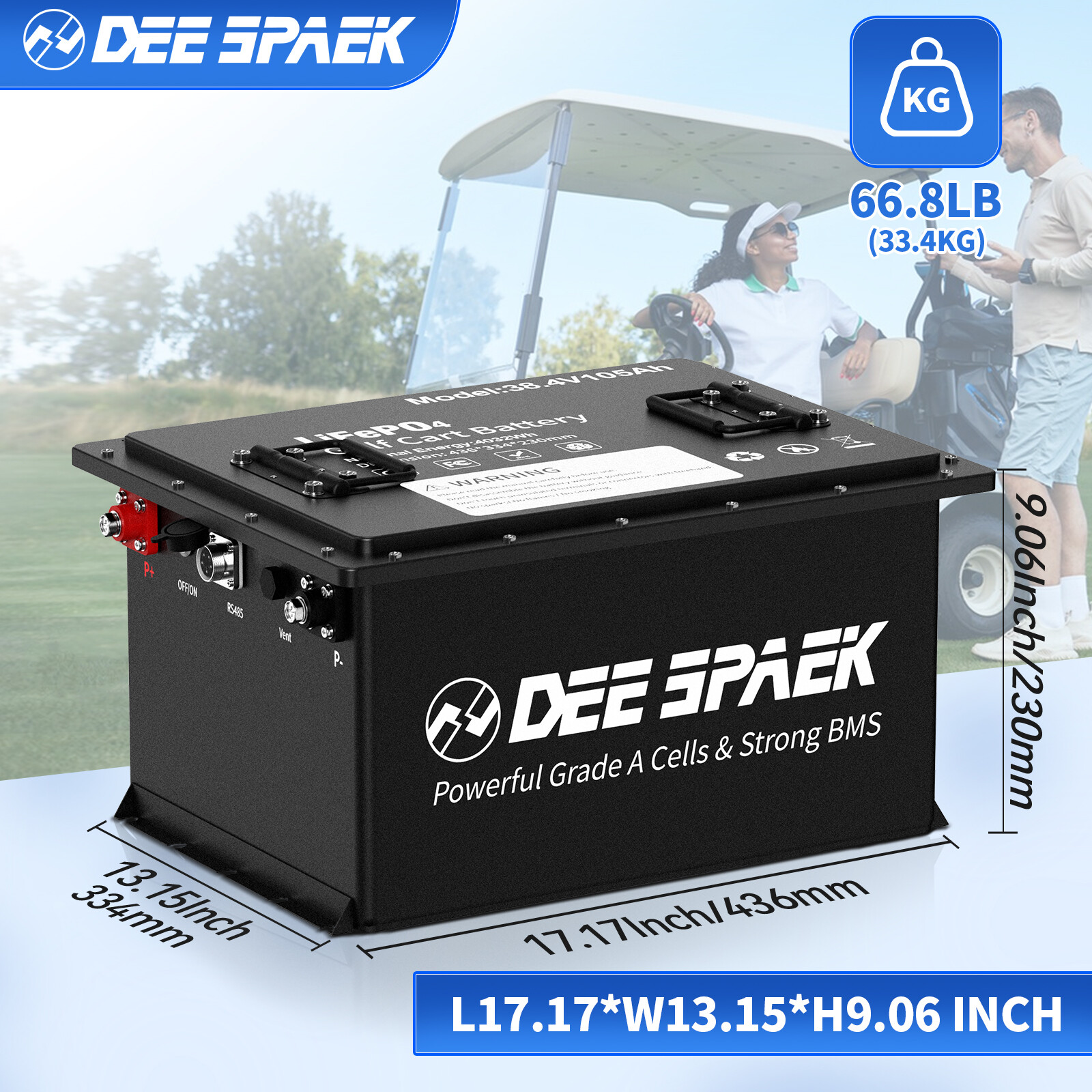36V 105Ah Battery LiFePO4 Lithium Bluetooth Golf Cart 200A BMS+Monit+20A Charger