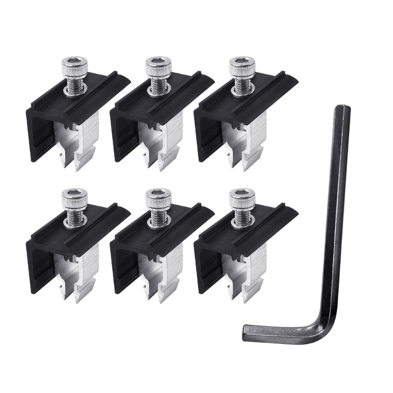 6Pcs Solar End Clamp Middle Clamp Solar Panel Bracket Edge Pressed Support