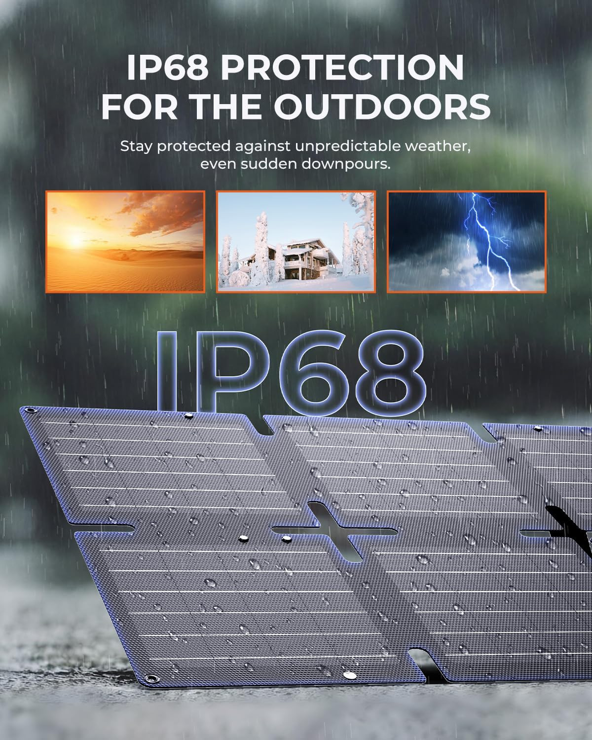 60W Portable Solar Panel Charger, USB-C, Waterproof, Foldable for Camping