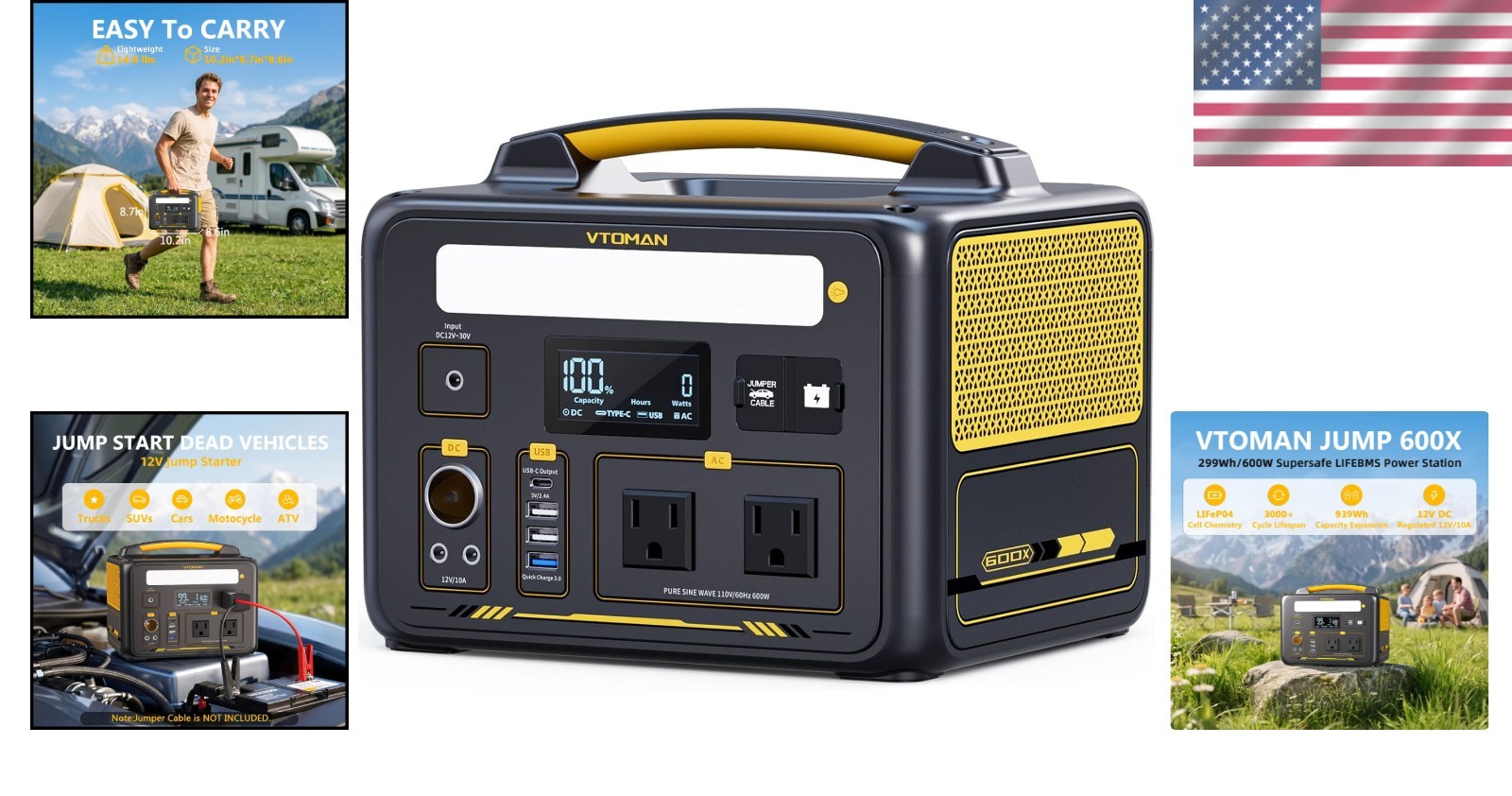Portable Solar Power Station 600W: Jump 600X LiFePO4 Battery