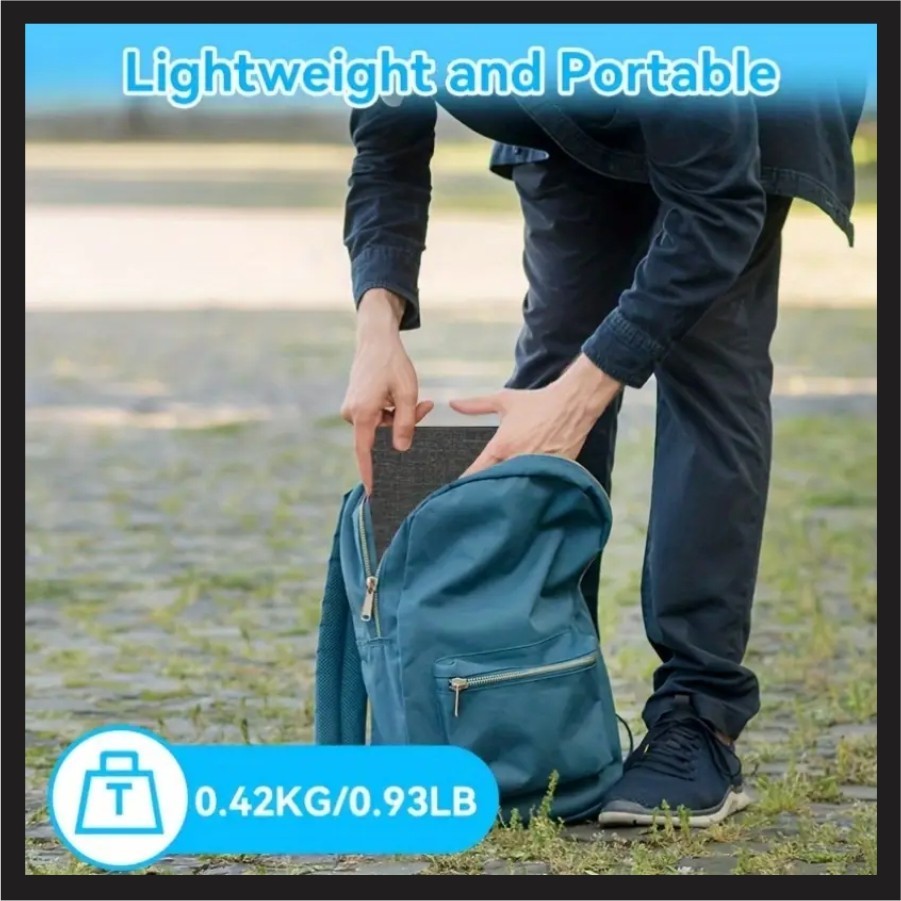 Ecosonique 15W Foldable Solar Charger Panel Dual USB-A & USB-C Fast Charging