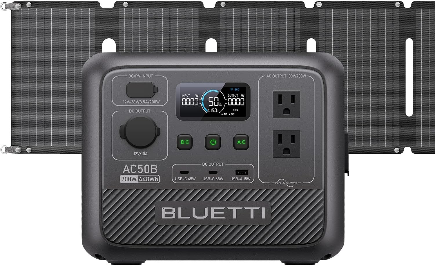 AC50B Portable Power Station 448Wh Solar Generator LiFePO4 Battery Backup W/ 2