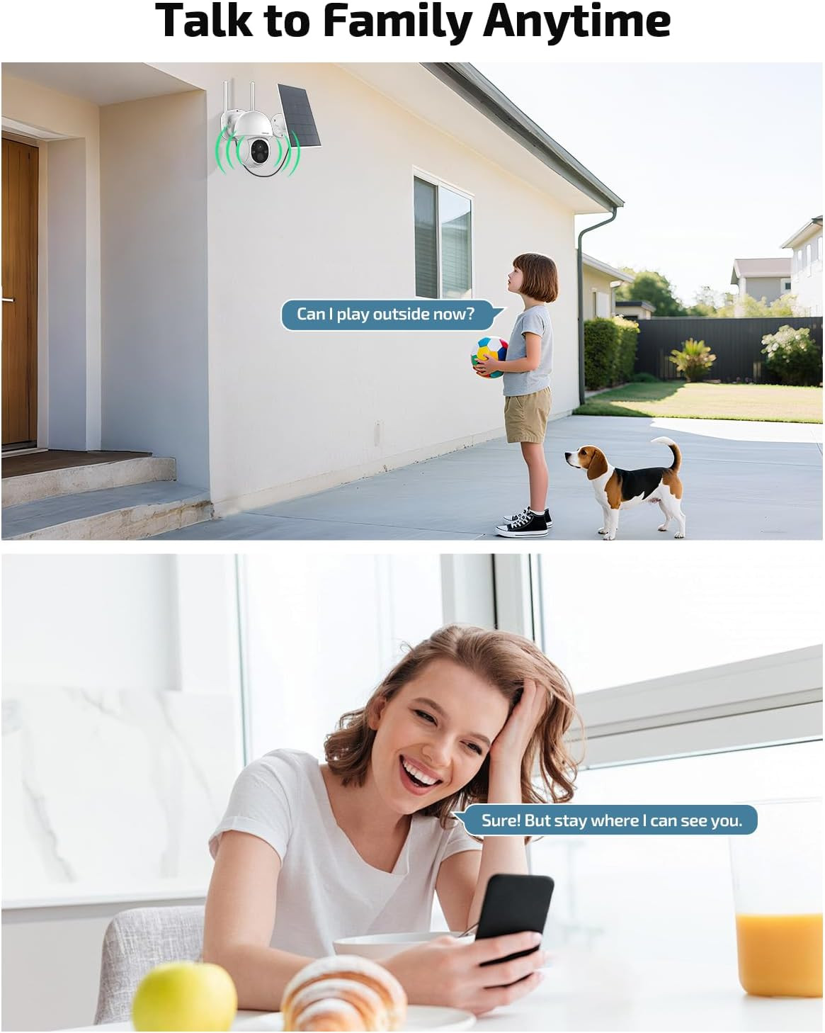 《100% Solar Powered & 2-Way Audio》Outdoor Wireless PTZ Camera System, 4MP Solar