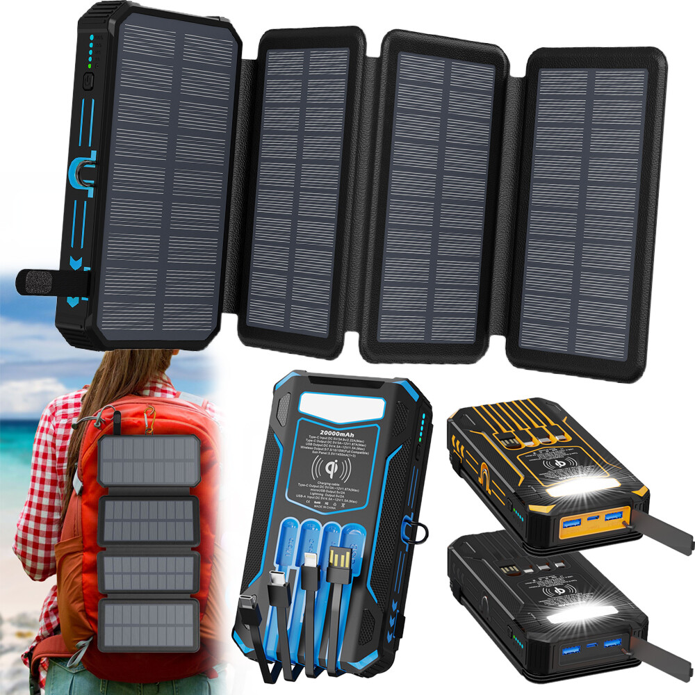46800mAh Solar Power Bank Folding 6 Solar Panel Portable Charger For Cell Phone