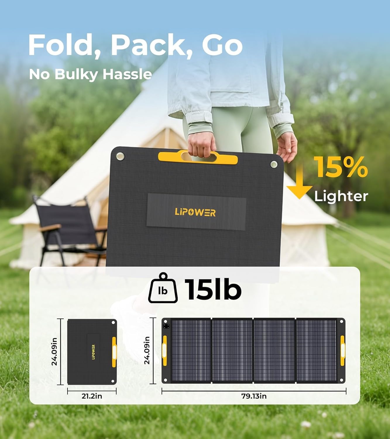 200W Portable Solar Panel Charger, Foldable Waterproof for Camping