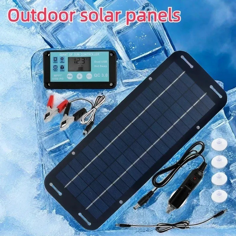 30W Solar Panel 12V Trickle Charger Battery Charger Kit Maintainer Boat Car RV