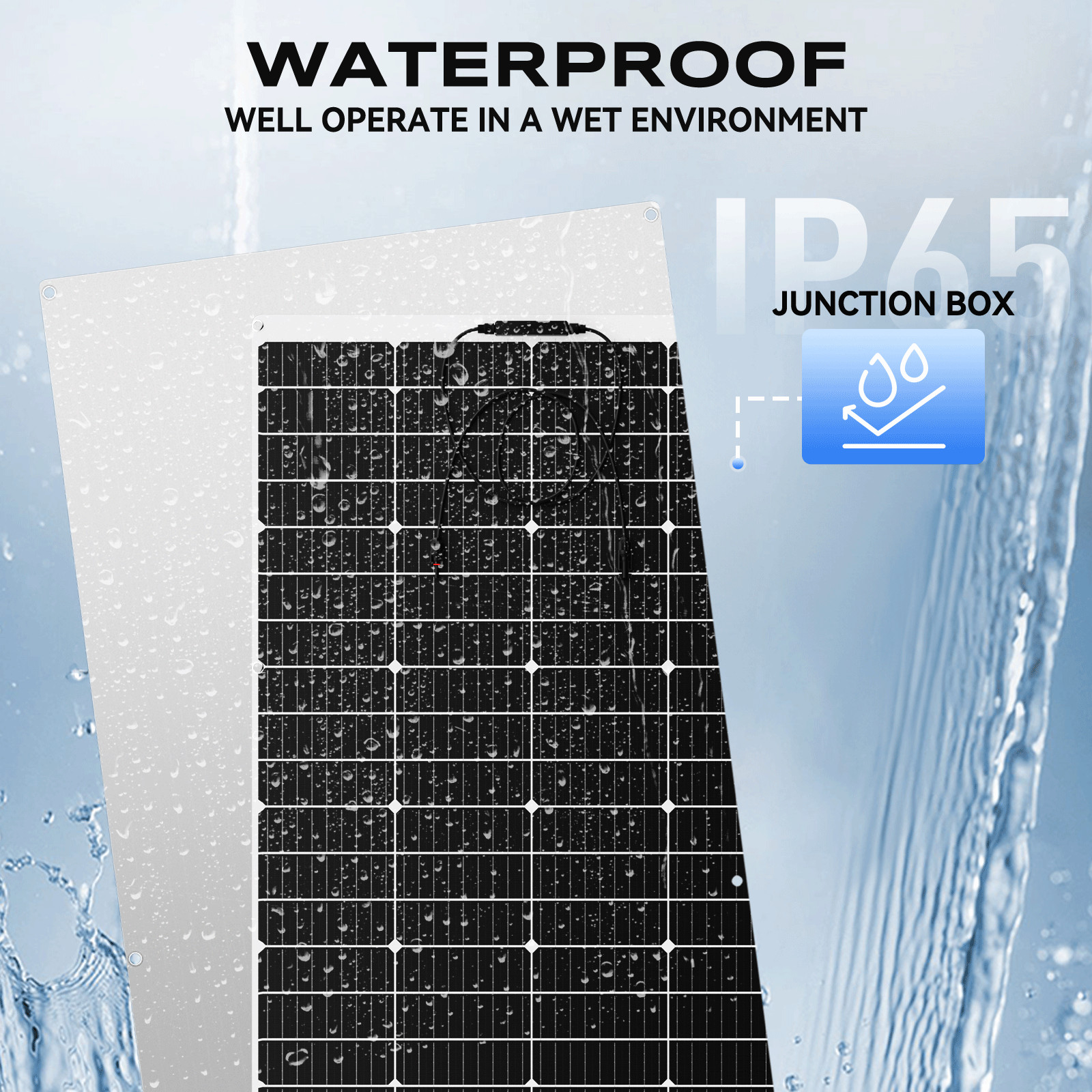 130W 12V Flexible Portable Solar Panel RV camping Rooftop Car Boat Home Camping
