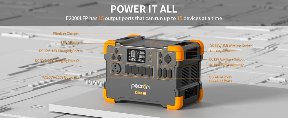 PECRON E2000LFP 1920Wh/2000W Portable Power Station LiFePO4 Generator Backup
